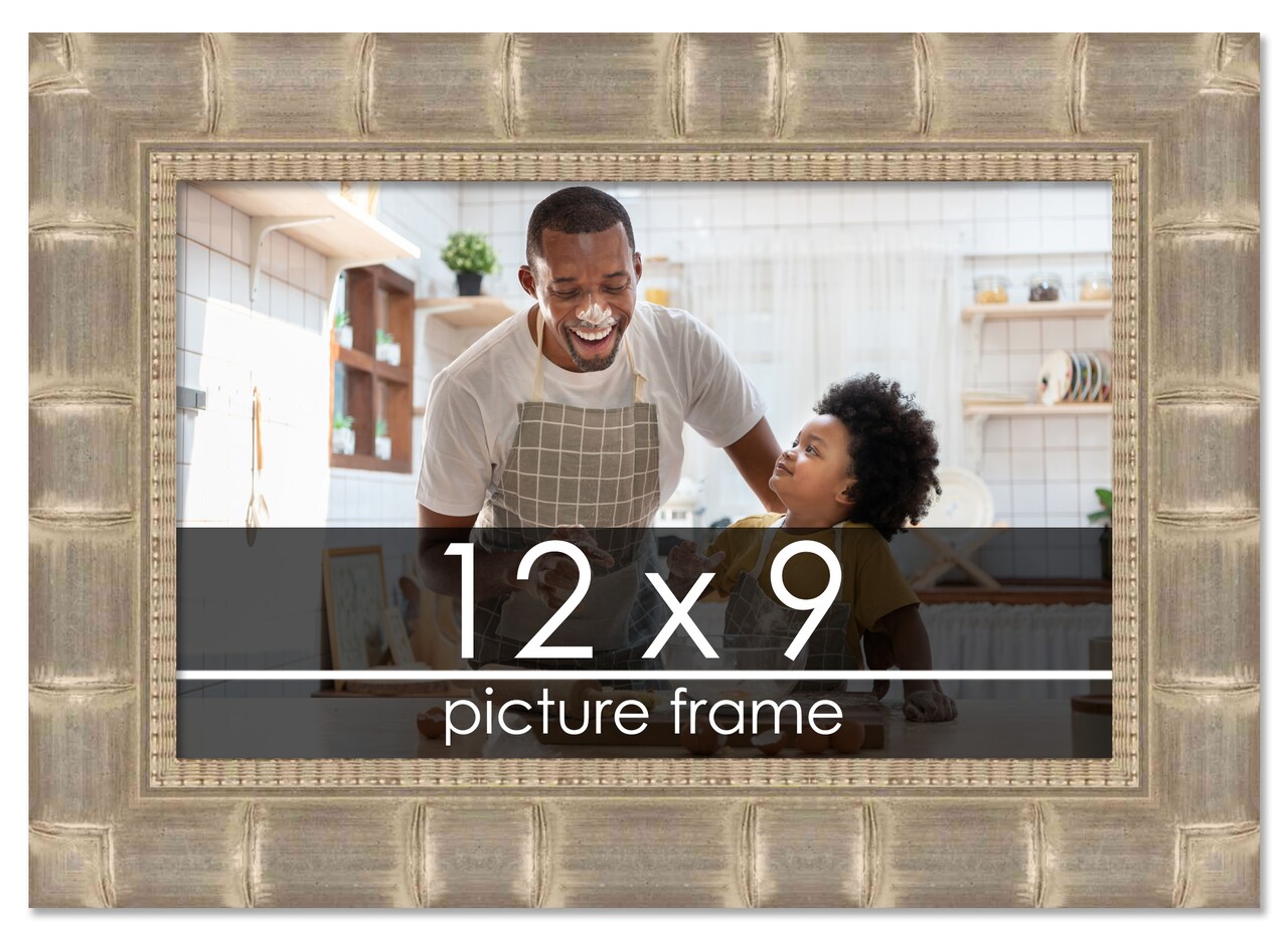 12x9 Wide Bamboo Picture Frame with UV-Resistant Acrylic & Acid Free Backing, Available in 4 Finishes - Brown, Black, Silver, and Natural